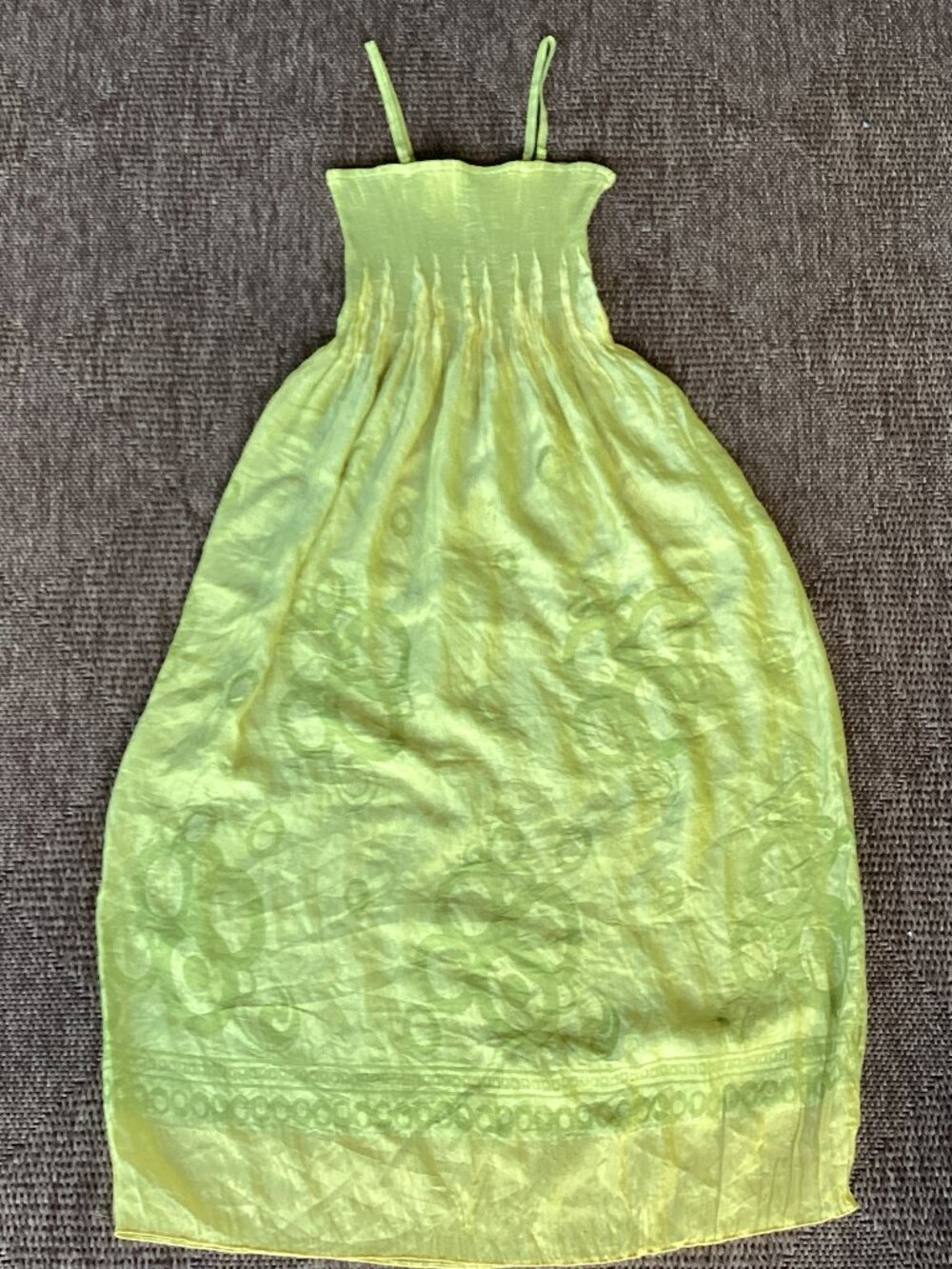 Lapis Chartreuse Yellow Silky Adjustable-length Sundress - OS